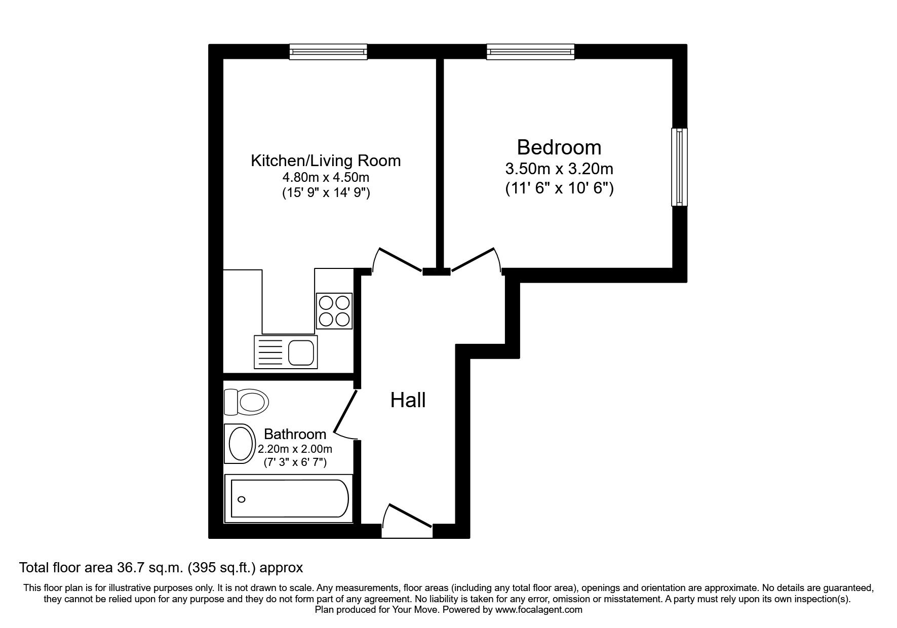 Floorplan of 1 bedroom  Flat to rent, Trafalgar Street, Gillingham, Kent, ME7