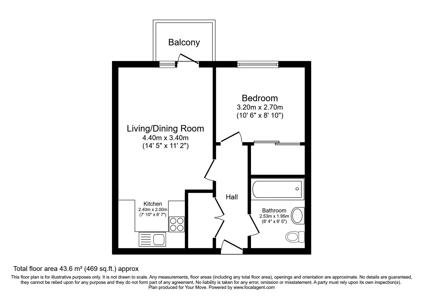 Floorplan of 1 bedroom  Flat to rent, Pegasus Way, Gillingham, Kent, ME7