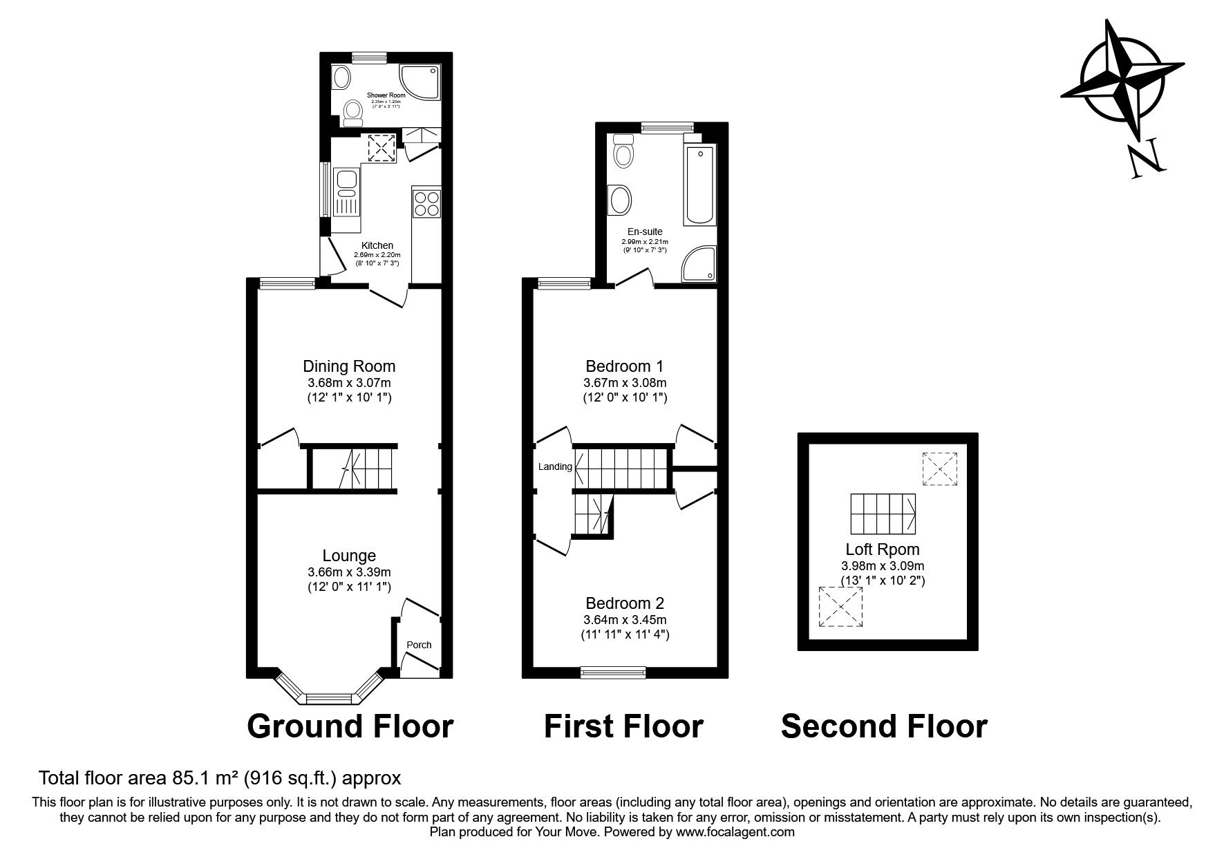 Floorplan of 2 bedroom Mid Terrace House for sale, Selbourne Road, Gillingham, Kent, ME7