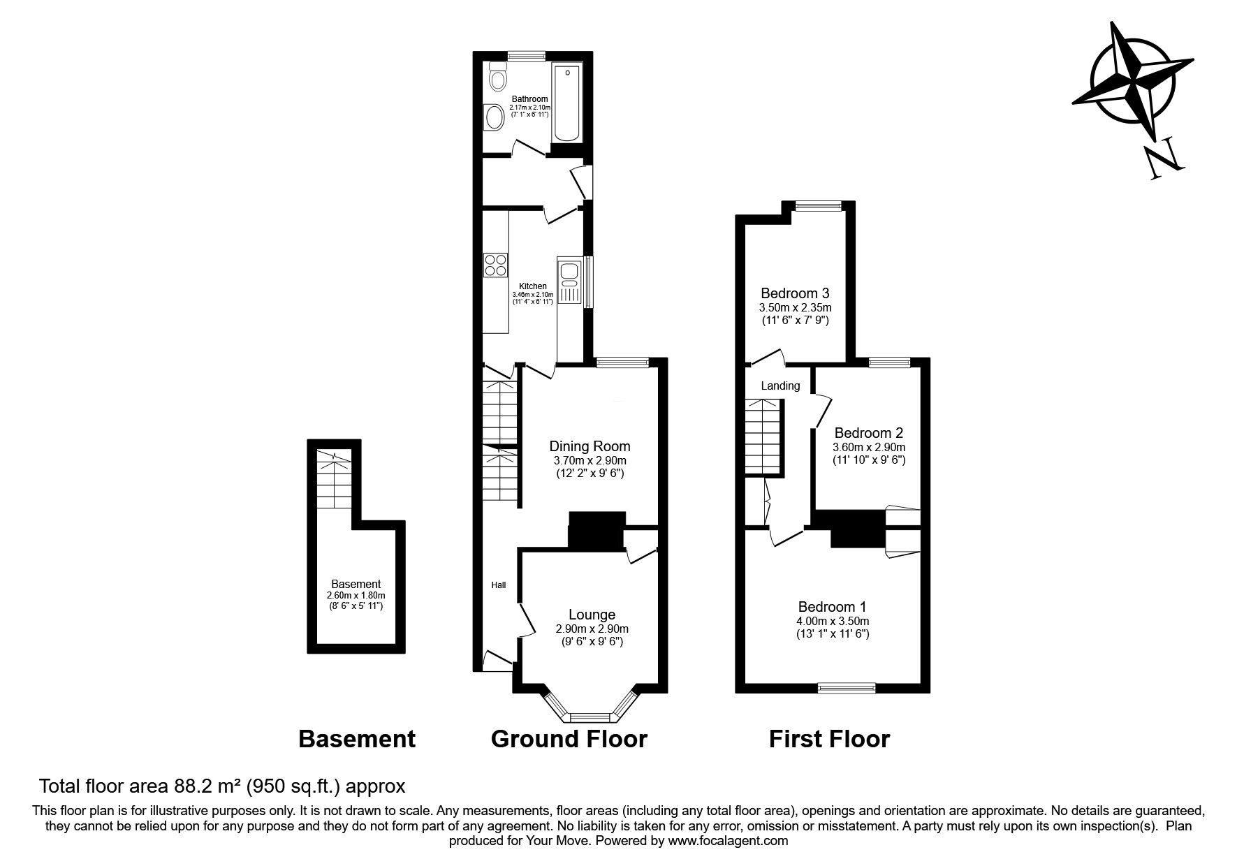 Floorplan of 3 bedroom Mid Terrace House for sale, Livingstone Road, Gillingham, Kent, ME7