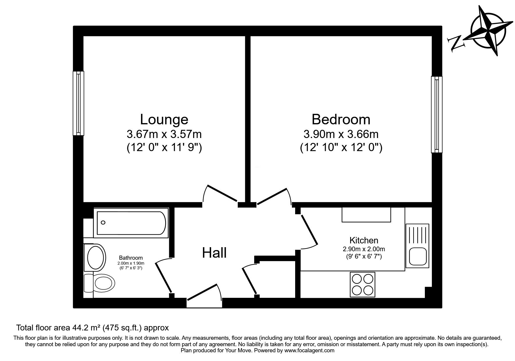 Floorplan of 1 bedroom  Flat for sale, Court Lodge Road, Gillingham, Kent, ME7