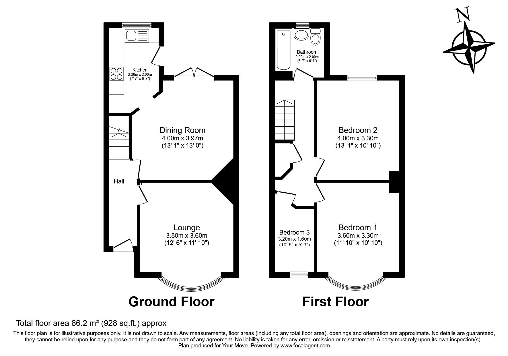 Floorplan of 3 bedroom Mid Terrace House for sale, Beaconsfield Avenue, Gillingham, Kent, ME7