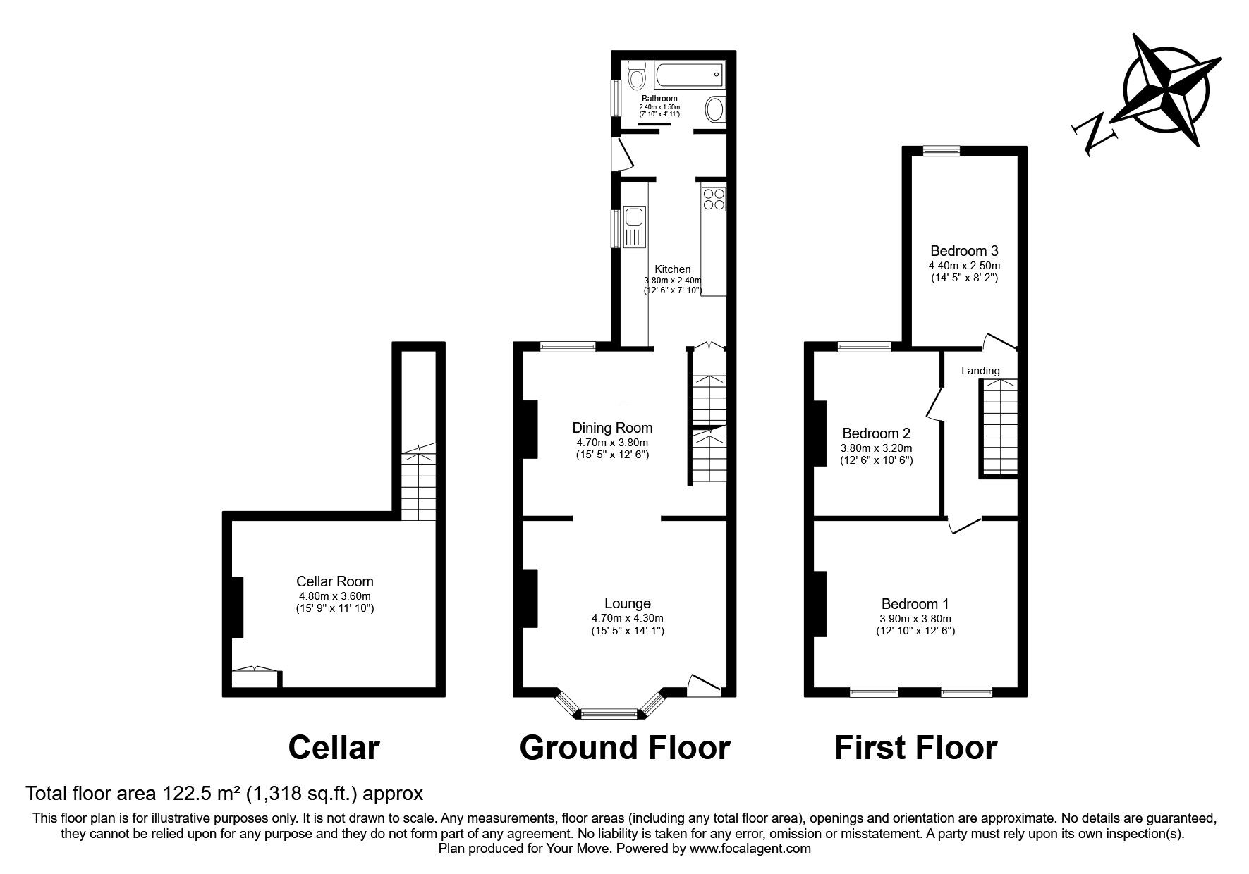 Floorplan of 3 bedroom  House for sale, Windmill Road, Gillingham, Kent, ME7