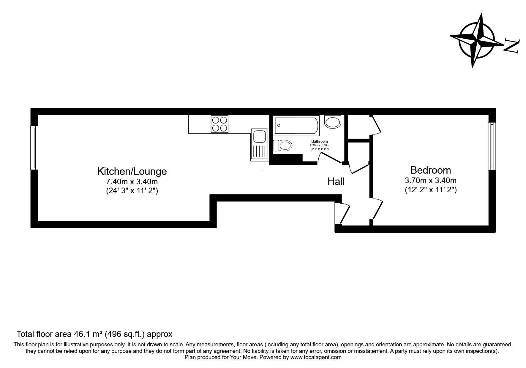 Floorplan of 1 bedroom  Flat for sale, Marlborough Road, Gillingham, Kent, ME7