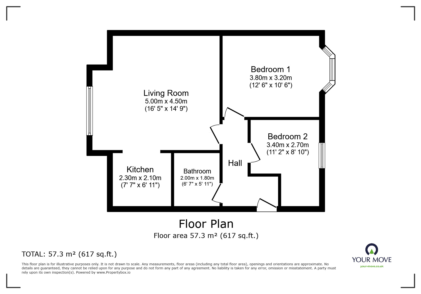 Floorplan of 2 bedroom  Flat to rent, Balmoral Road, Gillingham, Kent, ME7