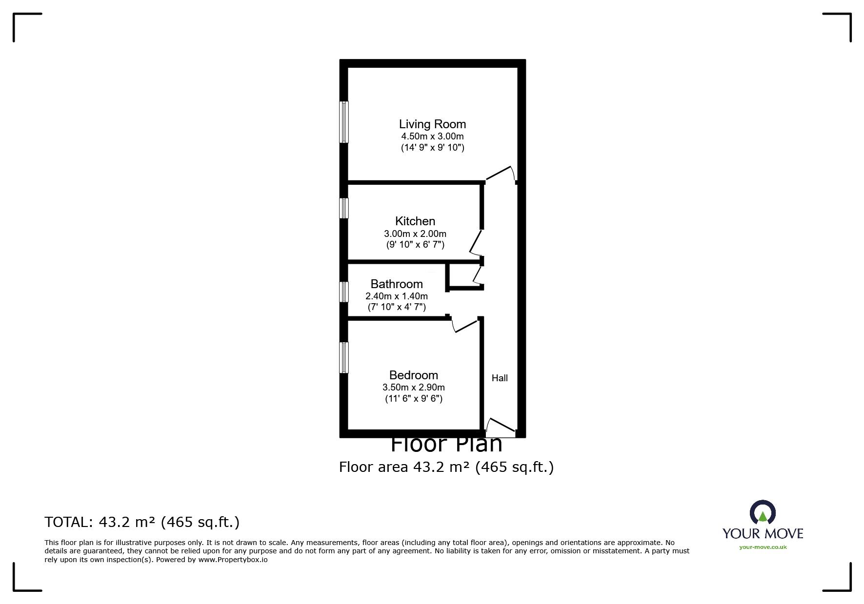 Floorplan of 1 bedroom  Flat for sale, Strover Street, Gillingham, Kent, ME7