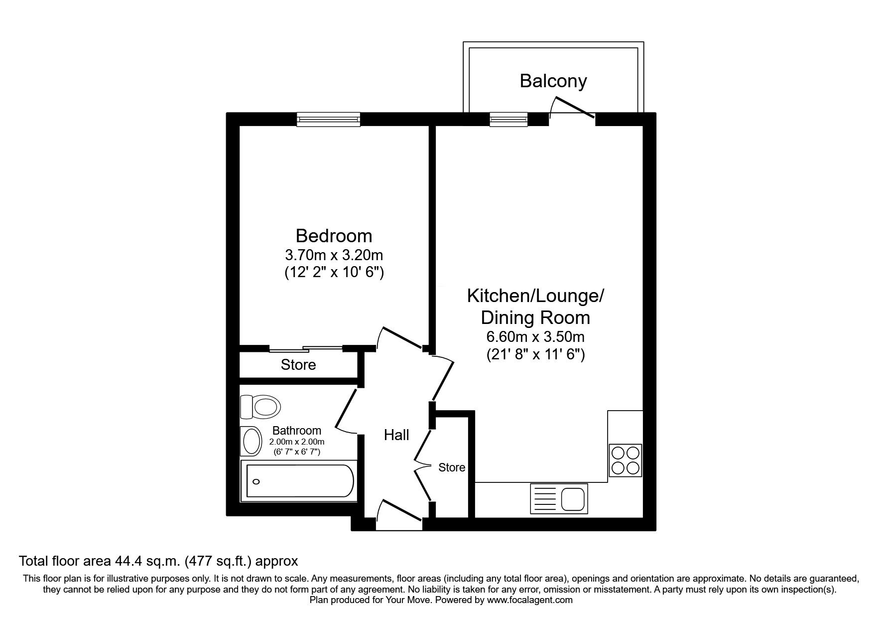 Floorplan of 1 bedroom  Flat for sale, Pearl Lane, Gillingham, Kent, ME7