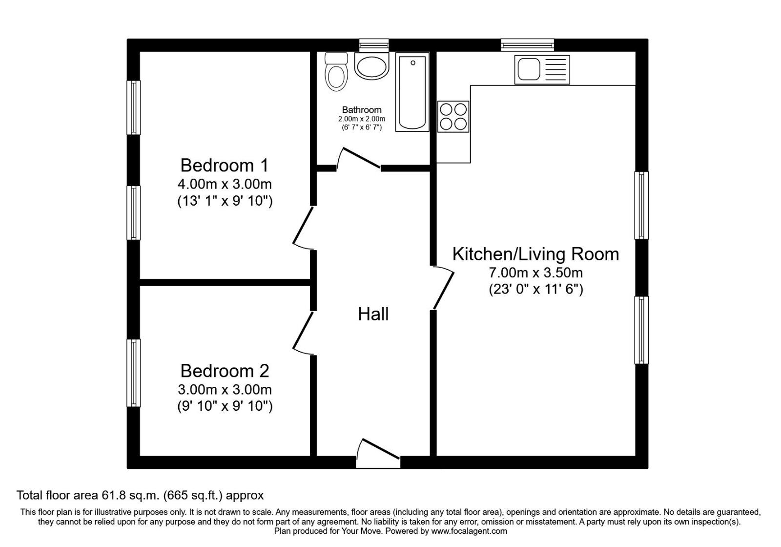 Floorplan of 2 bedroom  Flat to rent, Trafalgar Street, Gillingham, Kent, ME7