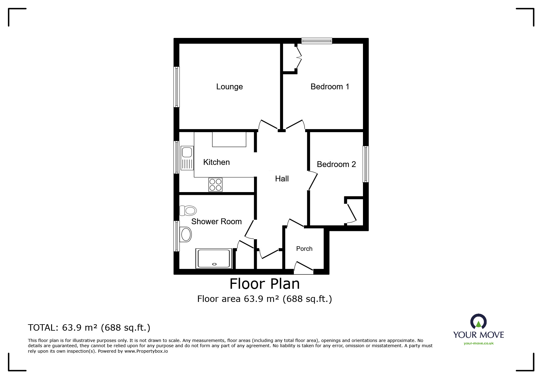 Floorplan of 2 bedroom  Flat for sale, Mardale Close, Rainham, Kent, ME8