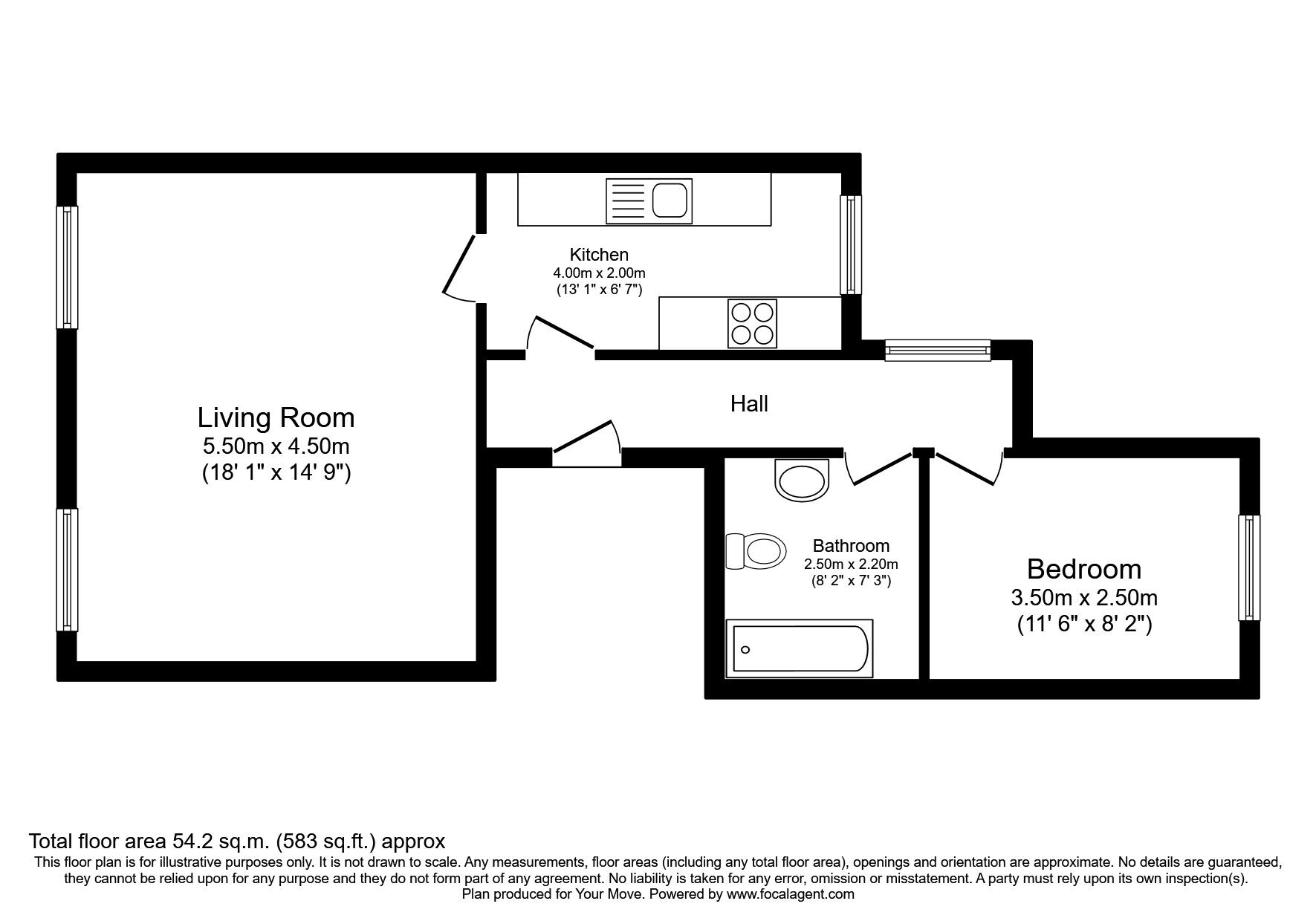 Floorplan of 1 bedroom  Flat for sale, Balmoral Road, Gillingham, Kent, ME7