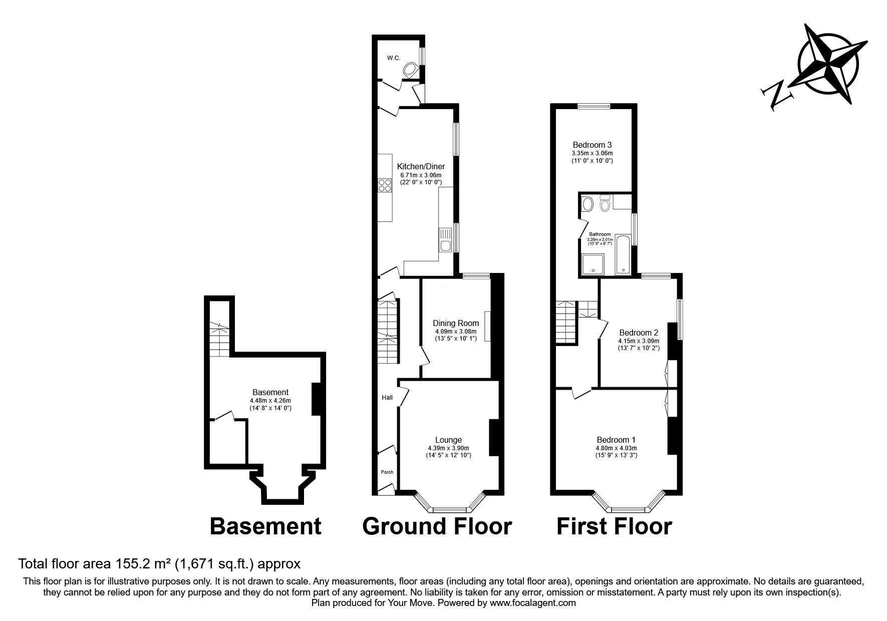 Floorplan of 3 bedroom Mid Terrace House for sale, Marlborough Road, Gillingham, Kent, ME7