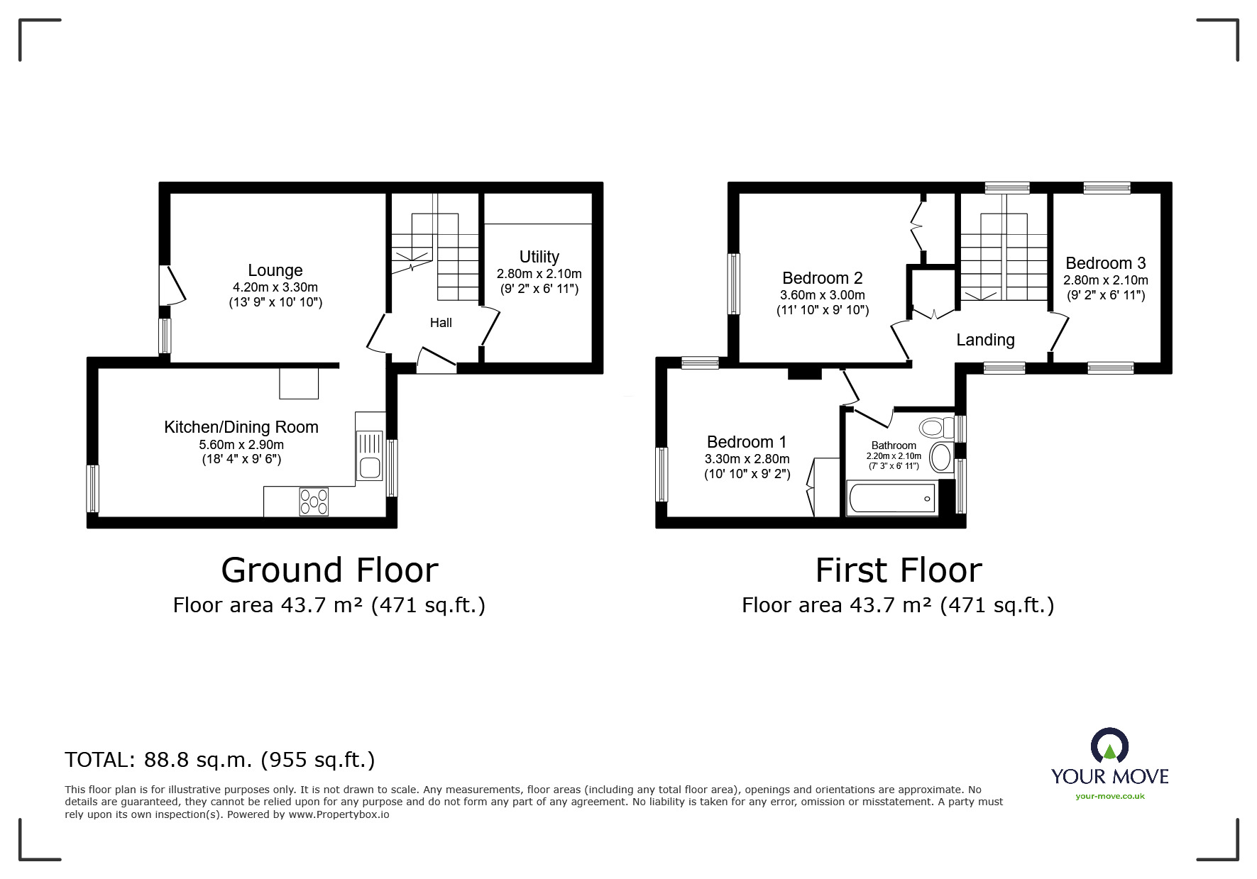 Floorplan of 3 bedroom End Terrace House for sale, Princess Mary Avenue, Chatham, Kent, ME4