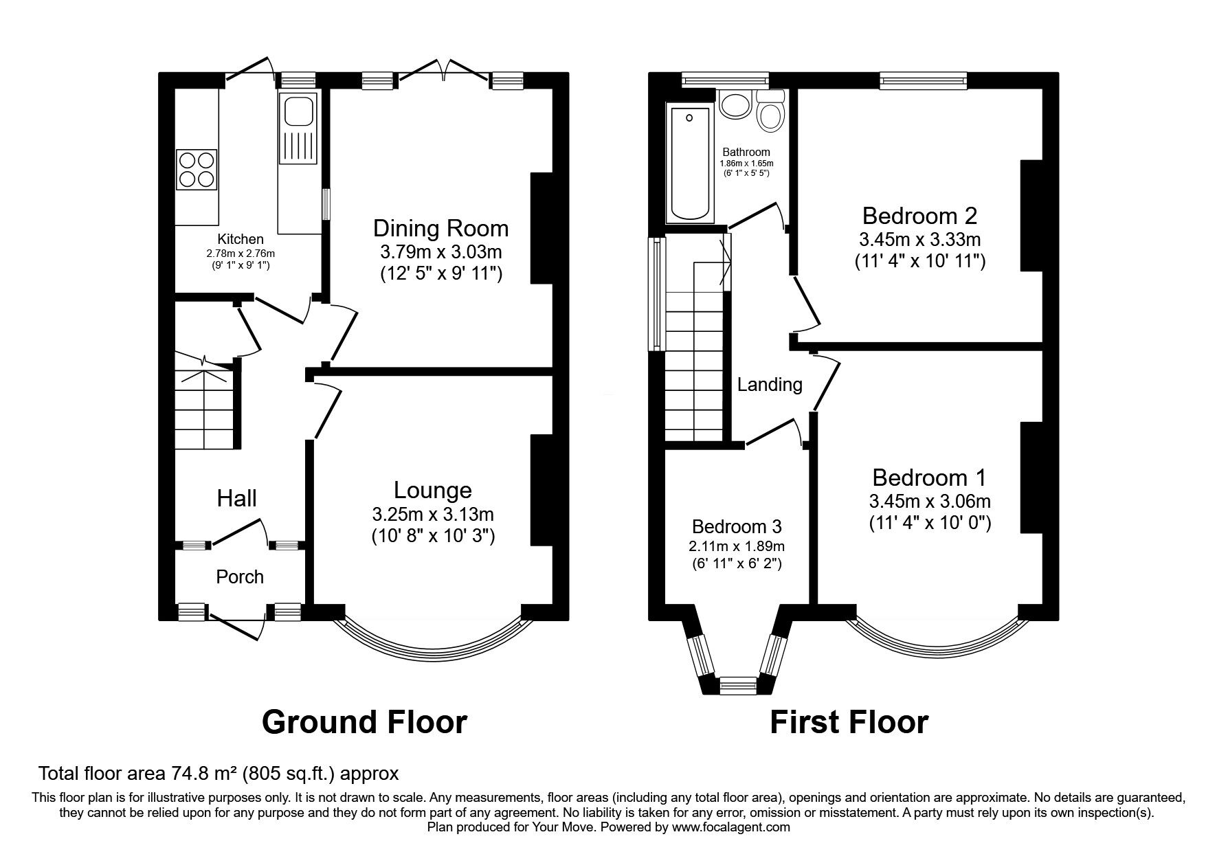 Floorplan of 3 bedroom End Terrace House for sale, Grange Road, Gillingham, Kent, ME7