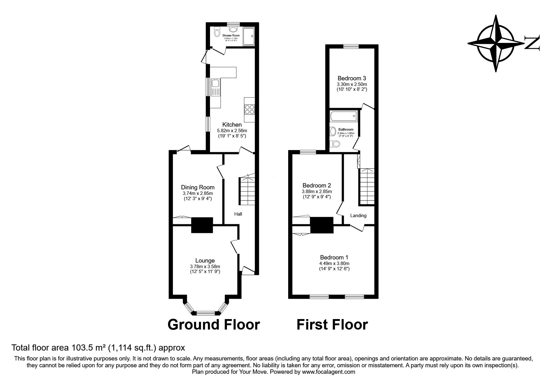 Floorplan of 3 bedroom Semi Detached House for sale, Rock Avenue, Gillingham, Kent, ME7