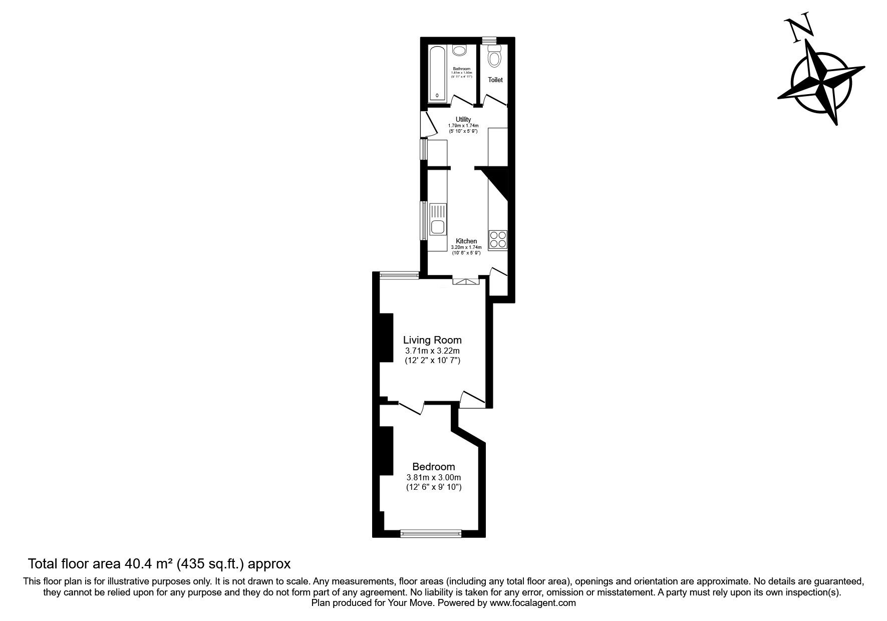 Floorplan of 1 bedroom  Flat for sale, Balmoral Road, Gillingham, Kent, ME7