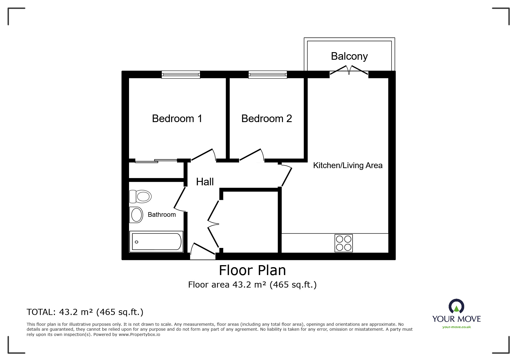 Floorplan of 2 bedroom  Flat to rent, Pegasus Way, Gillingham, Kent, ME7