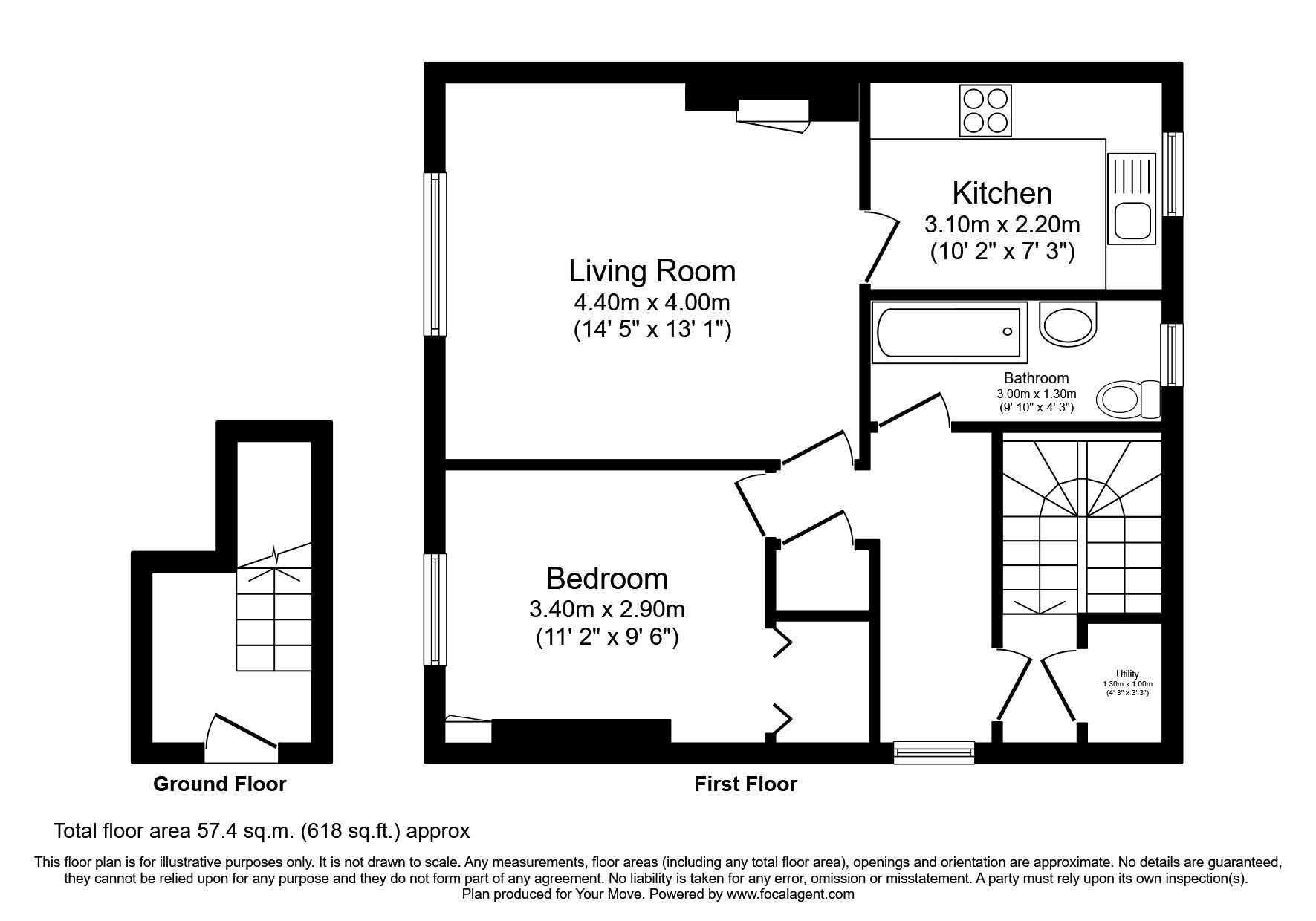 Floorplan of 1 bedroom  Flat to rent, Millburn Avenue, Coaltown, Fife, KY7