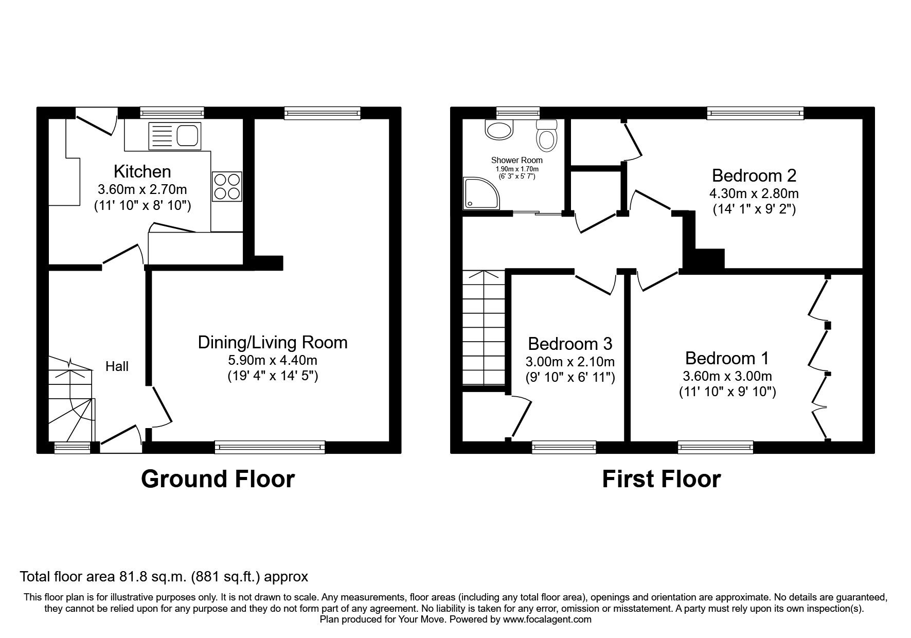 Floorplan of 3 bedroom Mid Terrace House to rent, Orchard Road, Thornton, Fife, KY1