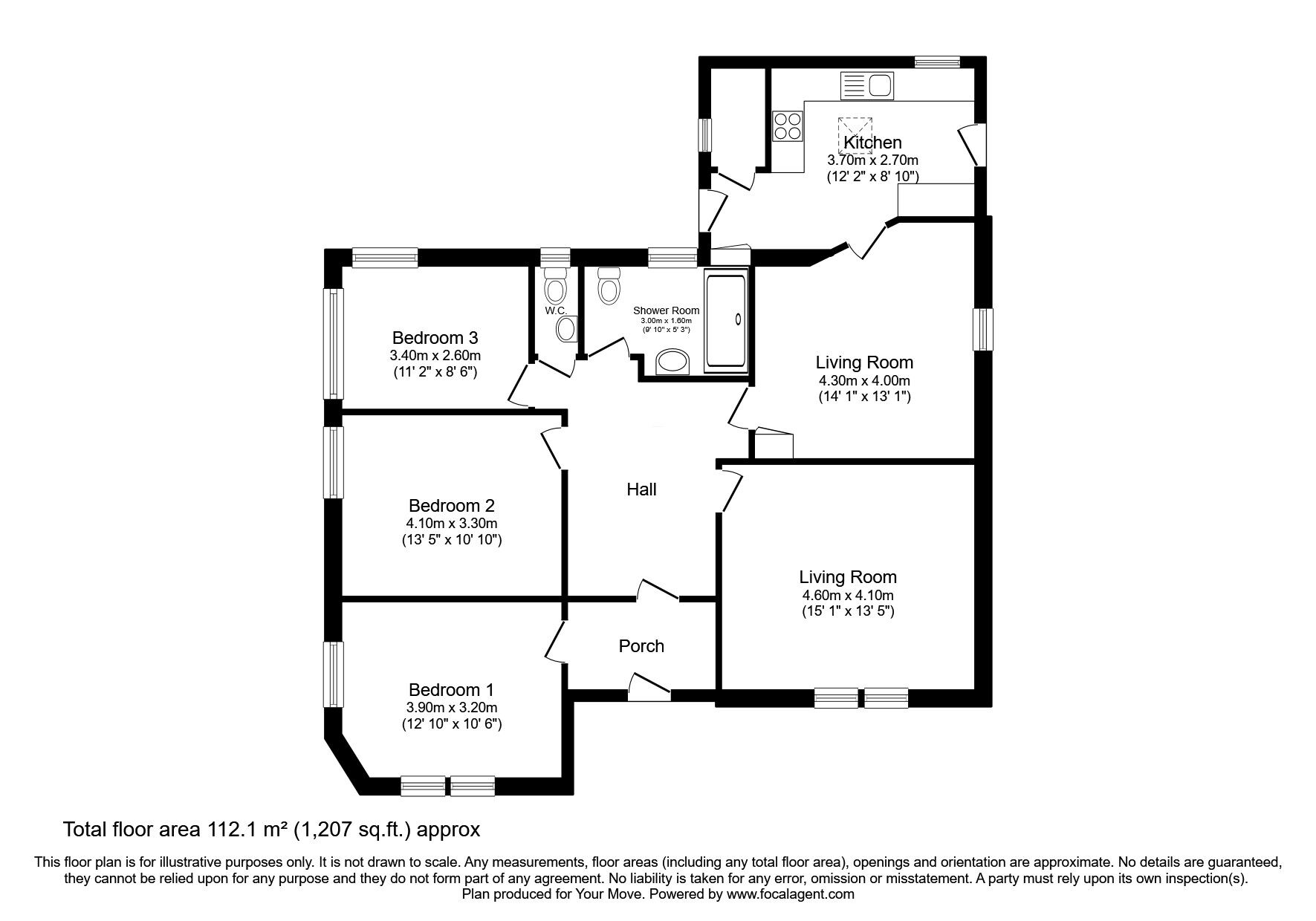 Floorplan of 3 bedroom End Terrace Bungalow for sale, Commercial Road, Ladybank, Fife, KY15