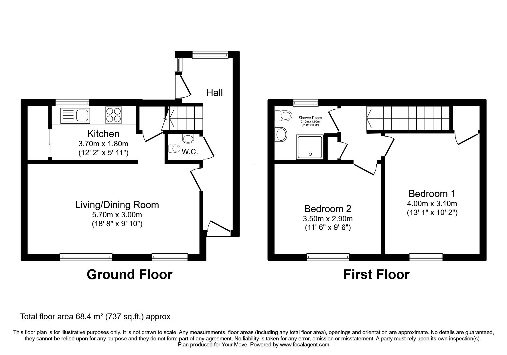 Floorplan of 2 bedroom Mid Terrace House for sale, Heriot Court, Glenrothes, Fife, KY6