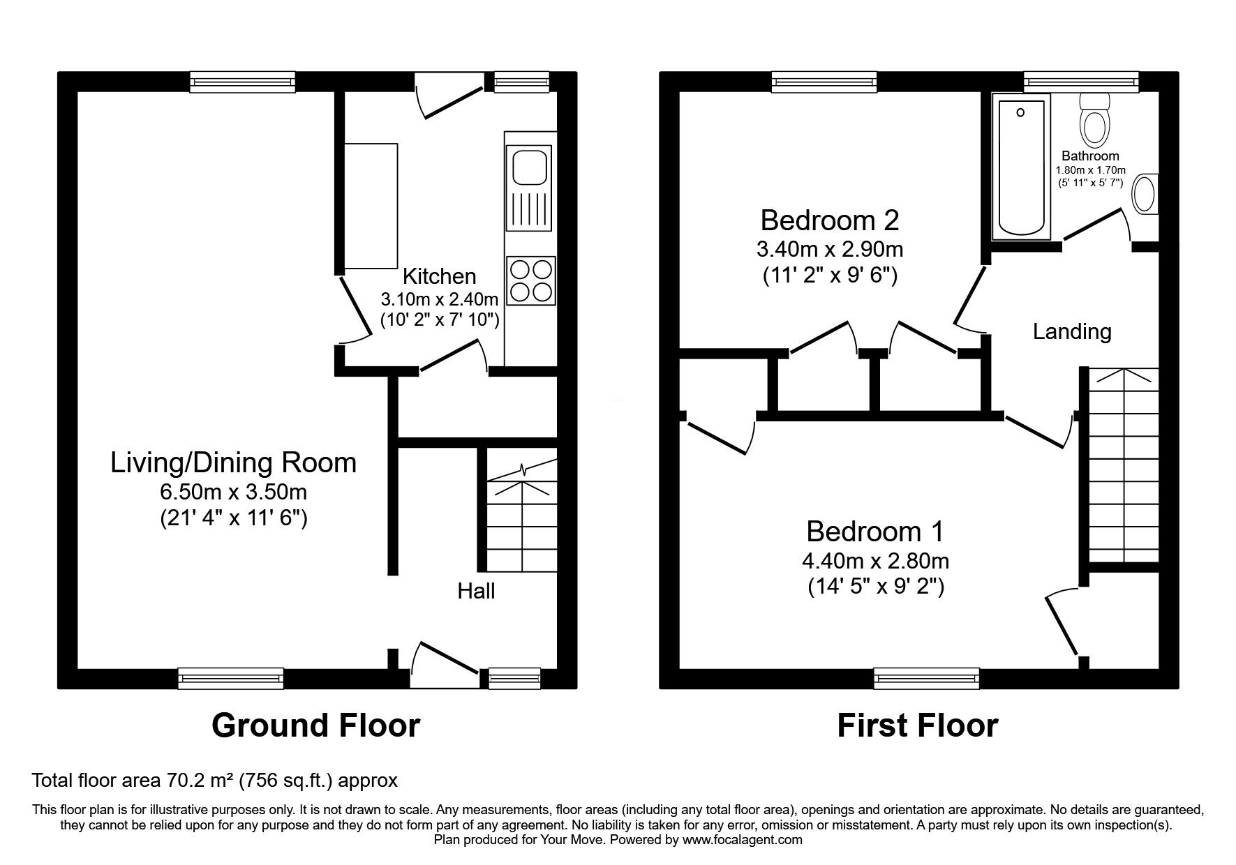 Floorplan of 2 bedroom Mid Terrace House for sale, Milnwood Court, Glenrothes, Fife, KY6