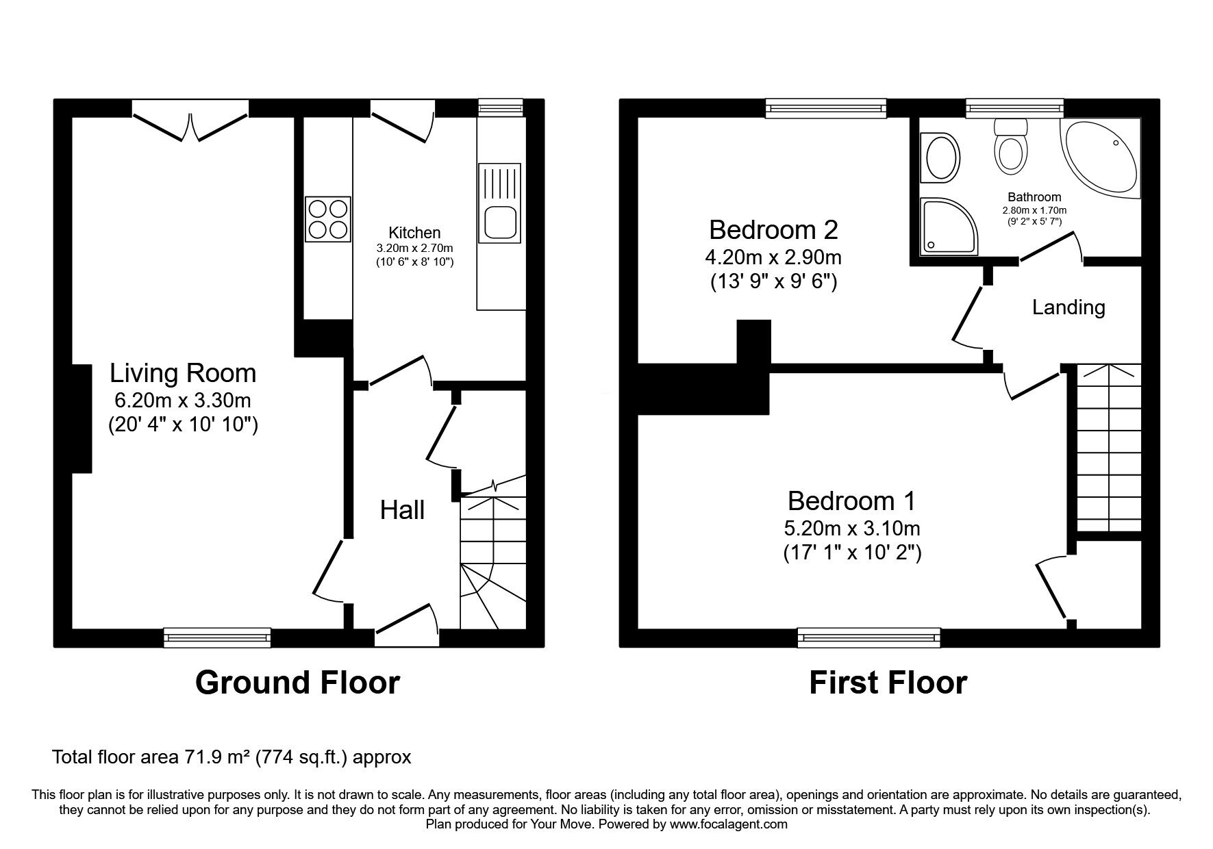 Floorplan of 2 bedroom Mid Terrace House for sale, Lyle Avenue, Glenrothes, Fife, KY7