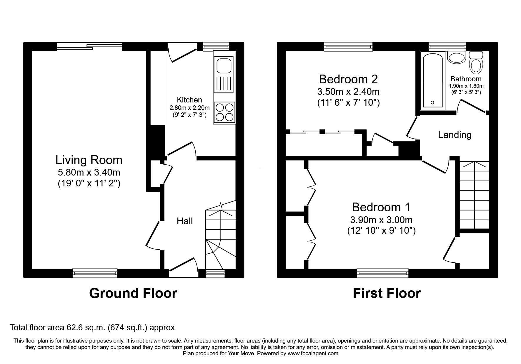 Floorplan of 2 bedroom Mid Terrace House for sale, Ramsay Place, Glenrothes, Fife, KY6