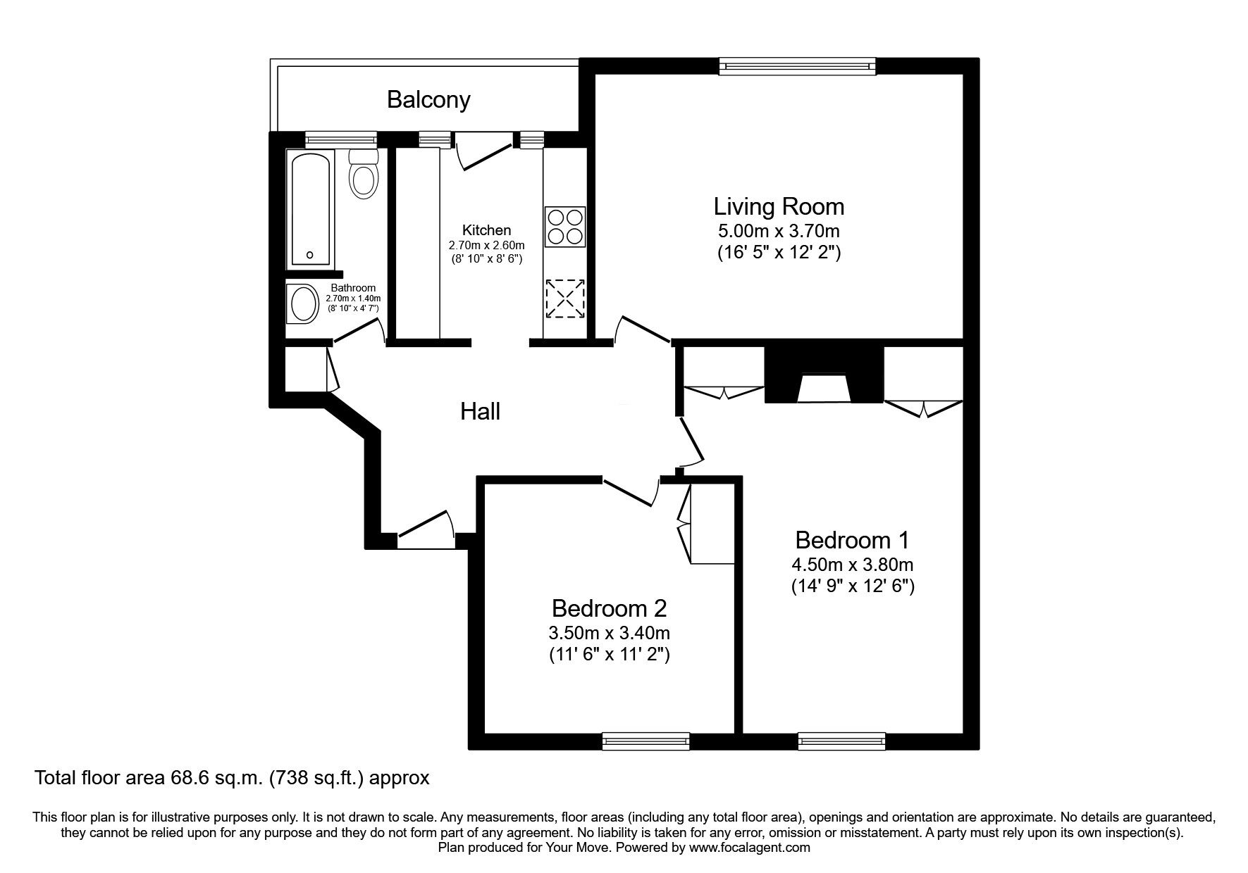 Floorplan of 2 bedroom  Flat for sale, Balgonie Avenue, Glenrothes, Fife, KY7