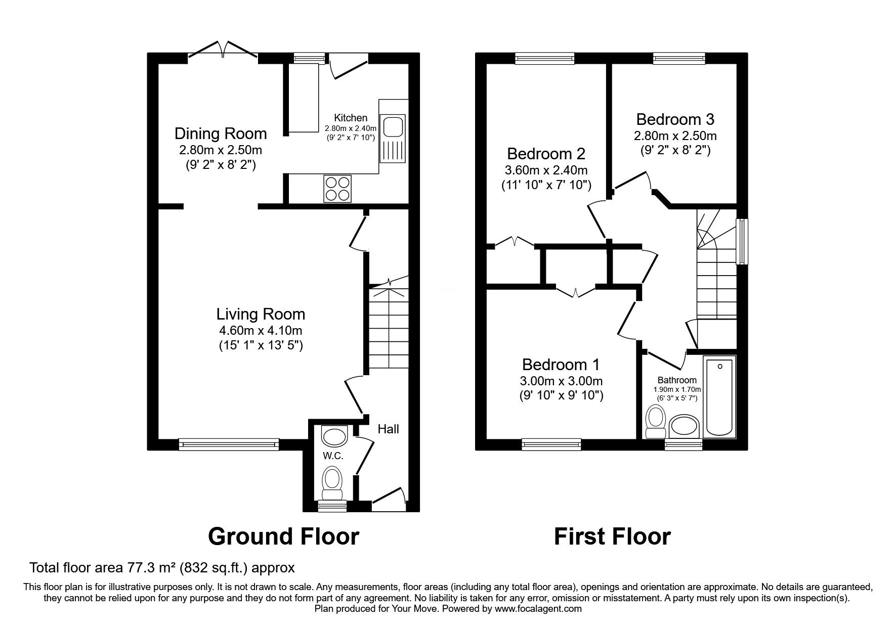 Floorplan of 3 bedroom Detached House for sale, Jamphlars Place, Cardenden, Lochgelly, KY5