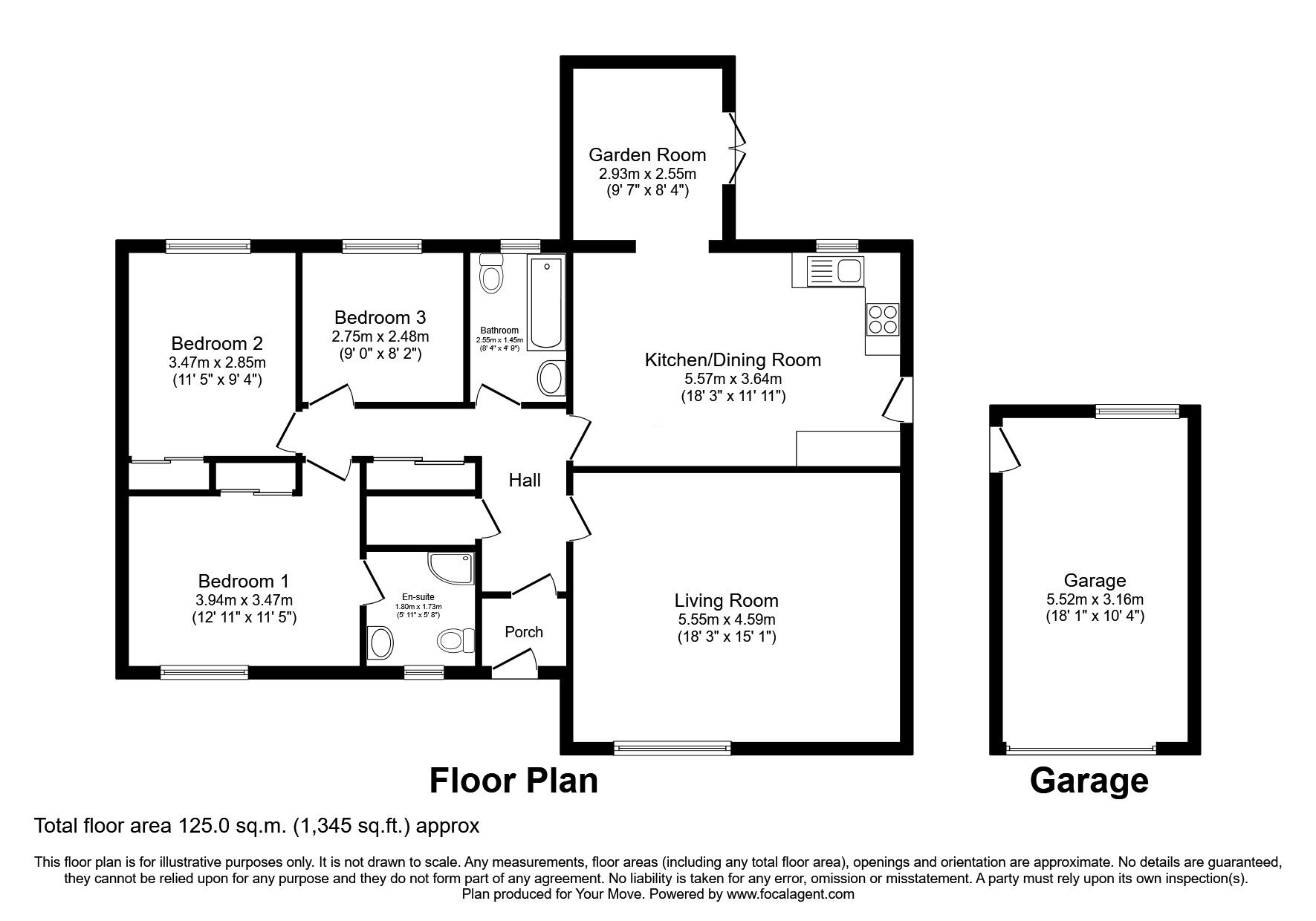 Floorplan of 3 bedroom Detached Bungalow for sale, The Yard, Kingskettle, Cupar, KY15