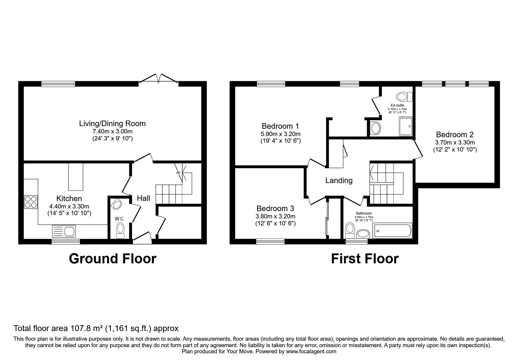 Floorplan of 3 bedroom End Terrace House for sale, Urquhart Green, Glenrothes, Fife, KY7