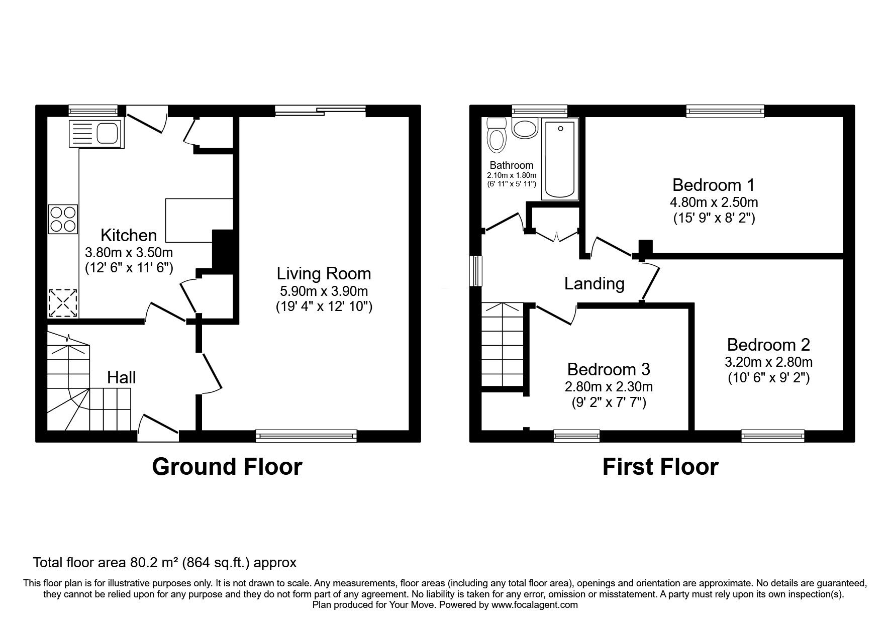 Floorplan of 3 bedroom End Terrace House for sale, Scott Road, Glenrothes, Fife, KY6