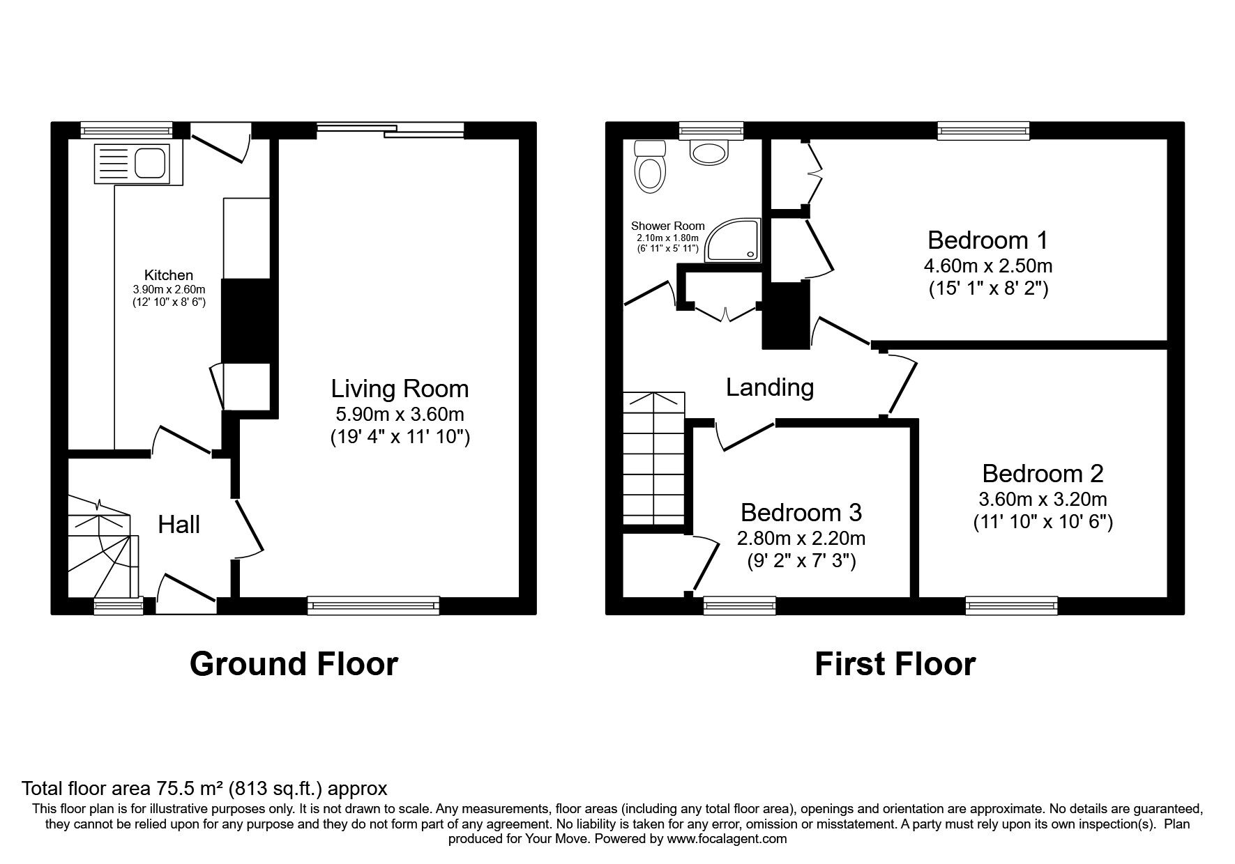 Floorplan of 3 bedroom Mid Terrace House for sale, Burns Road, Glenrothes, Fife, KY6