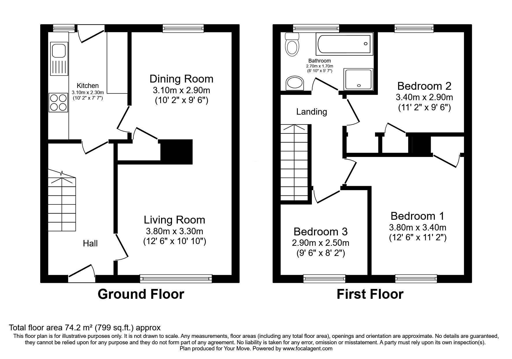 Floorplan of 3 bedroom Mid Terrace House for sale, Marmion Drive, Glenrothes, Fife, KY6