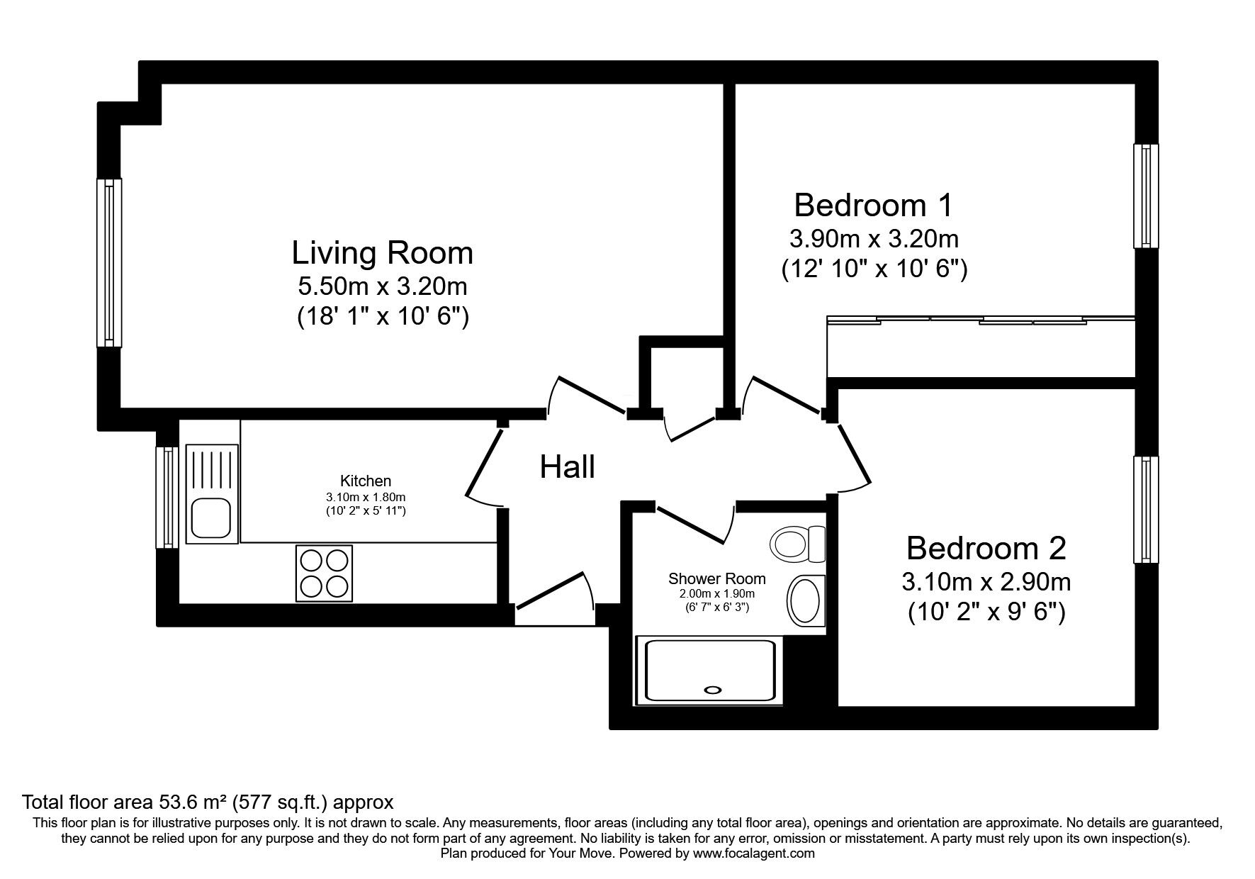 Floorplan of 2 bedroom  Flat for sale, Harbour Place, Dalgety Bay, Fife, KY11