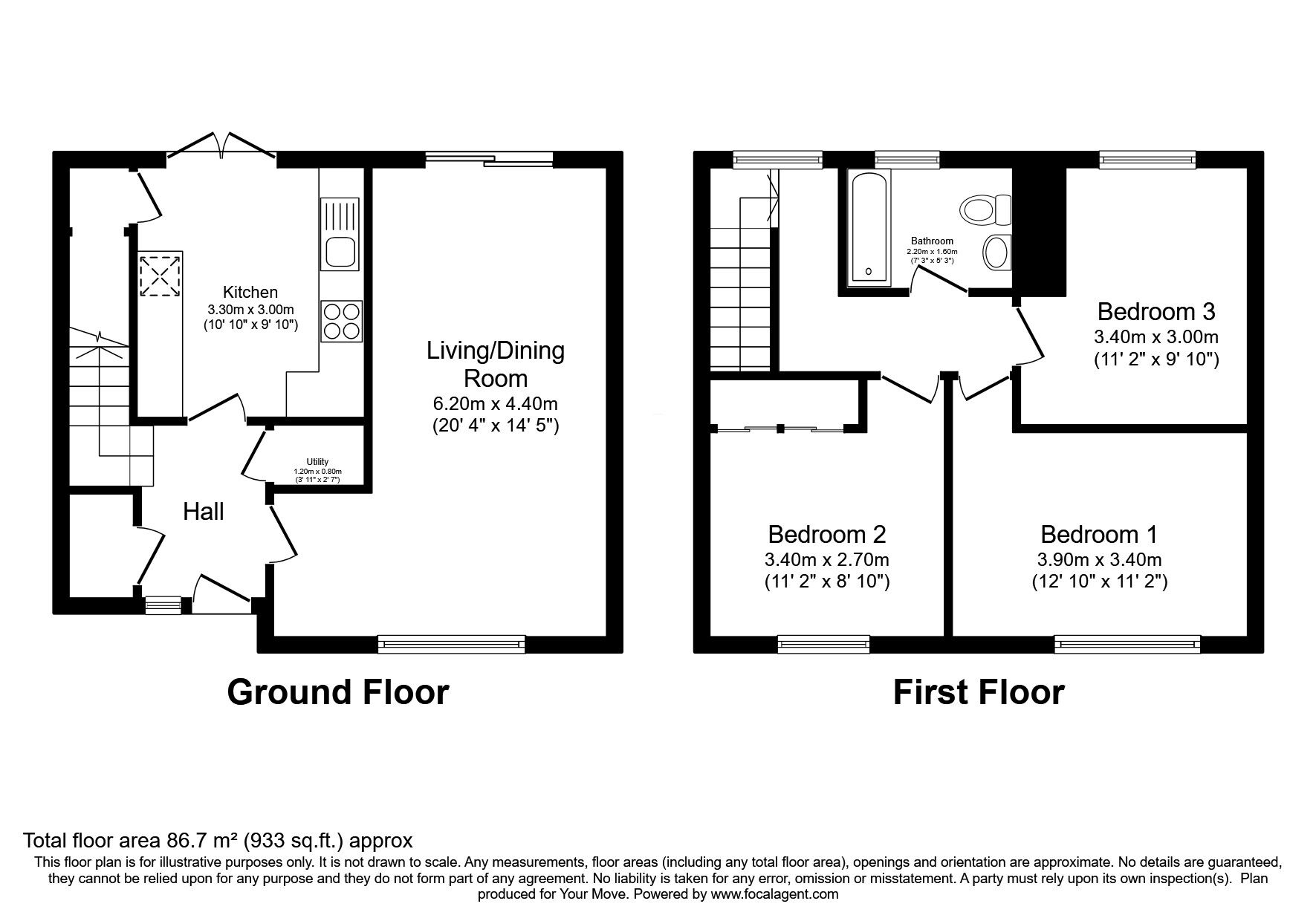 Floorplan of 3 bedroom End Terrace House for sale, Michael Place, East Wemyss, Fife, KY1