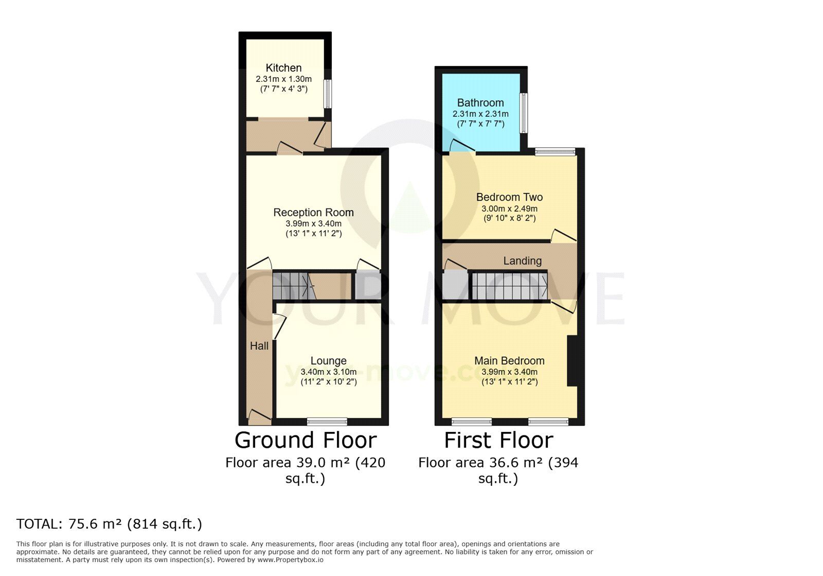 Floorplan of 2 bedroom Mid Terrace House to rent, Denton Street, Gravesend, Kent, DA12