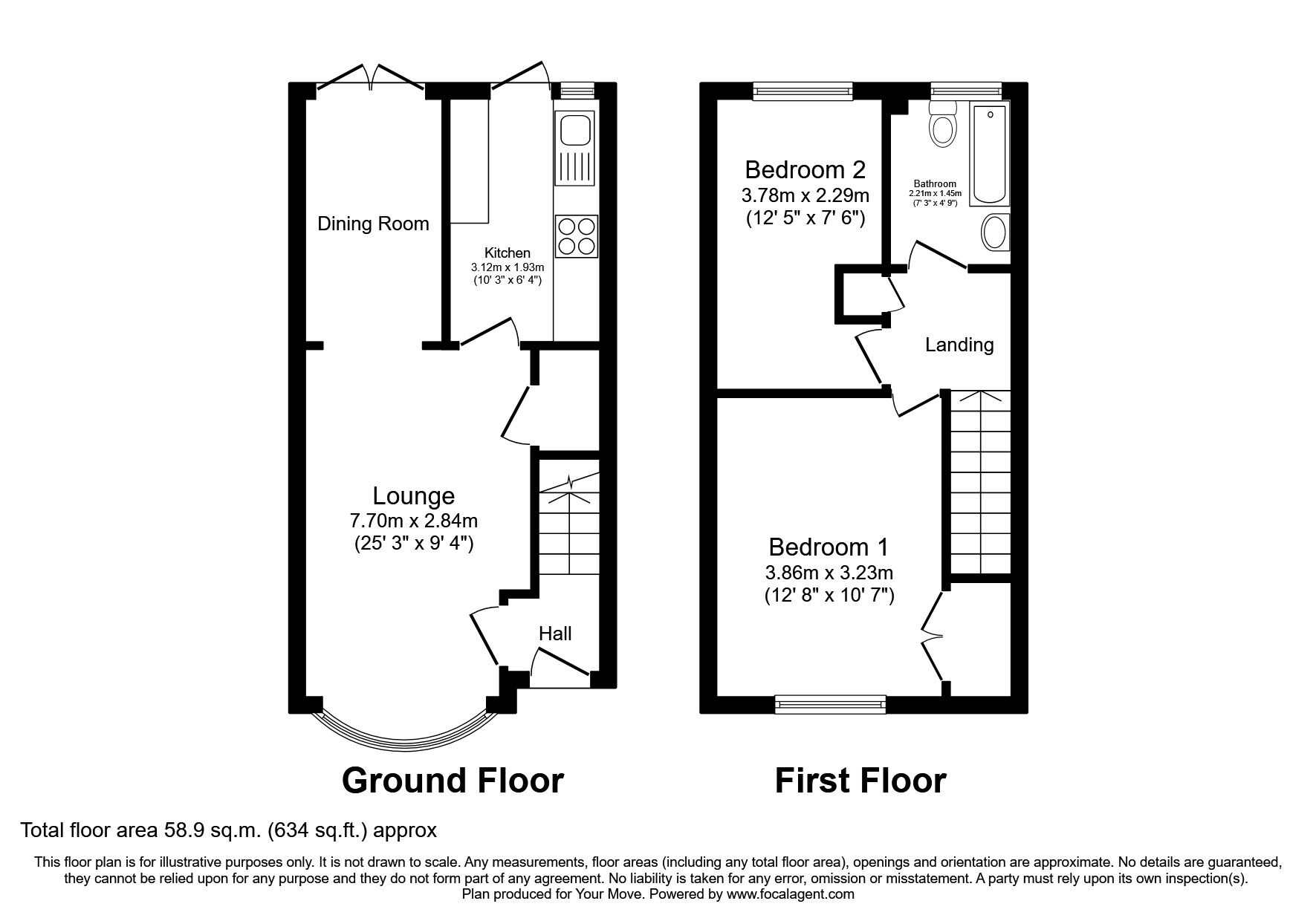 Floorplan of 2 bedroom Mid Terrace House to rent, Milton Road, Gravesend, Kent, DA12