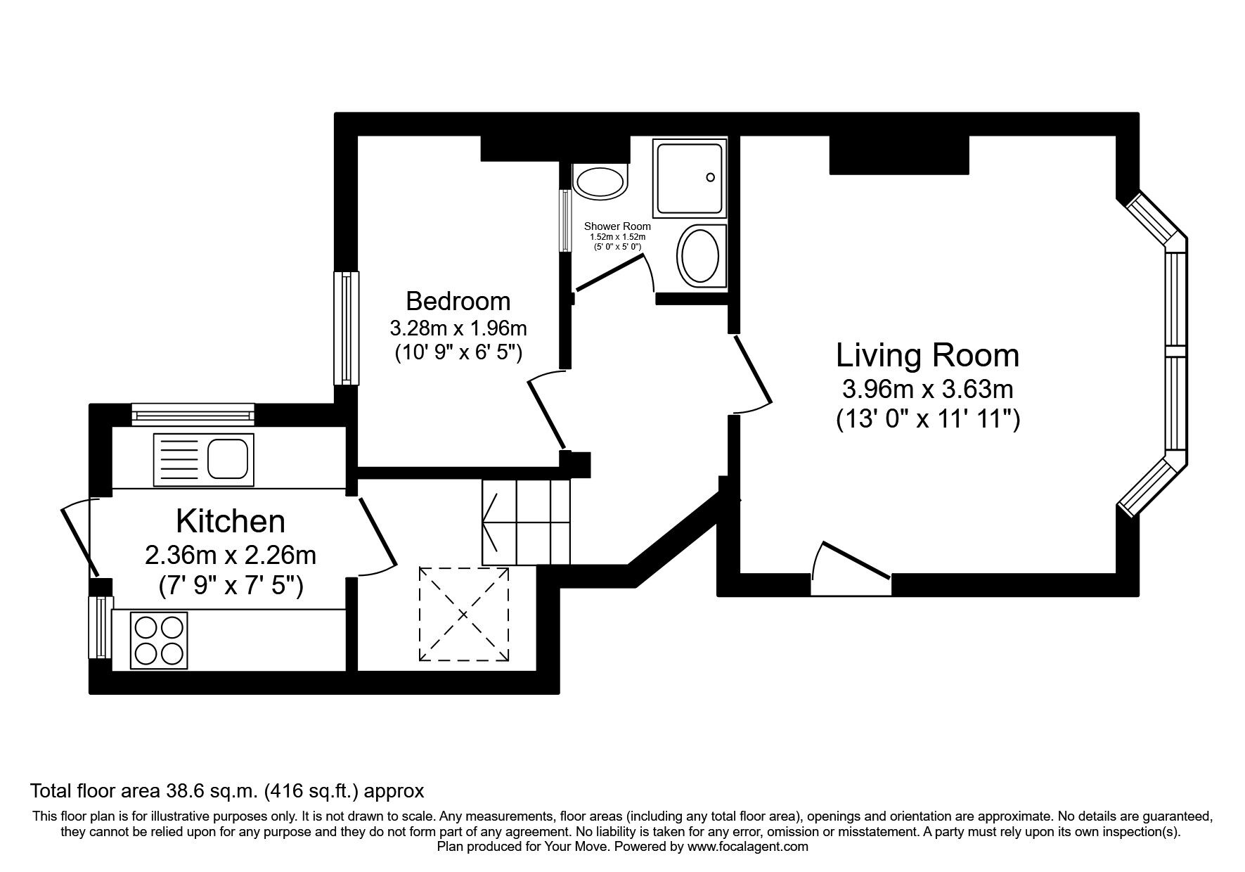 Floorplan of 1 bedroom  Flat to rent, Darnley Street, Gravesend, Kent, DA11