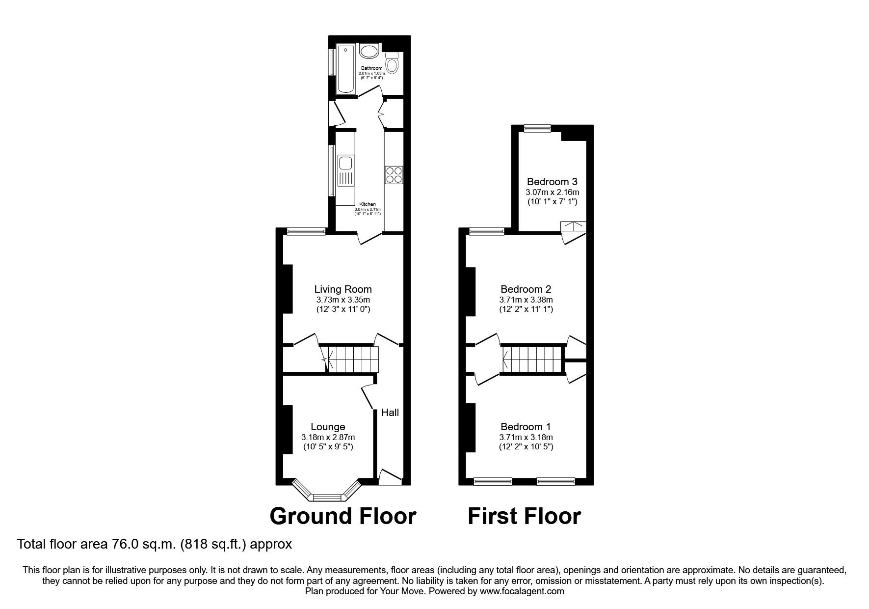 Floorplan of 3 bedroom Mid Terrace House for sale, Dover Road, Northfleet, Kent, DA11