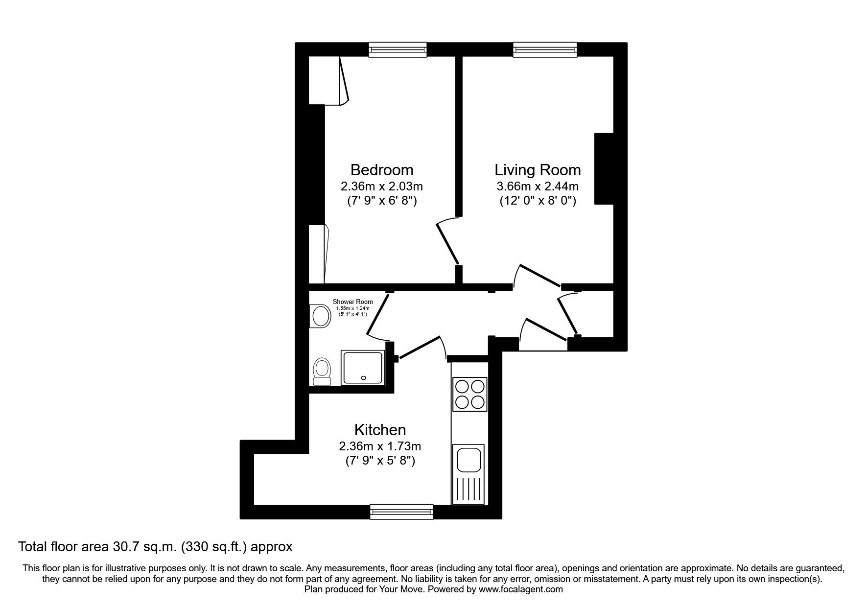 Floorplan of 1 bedroom  Flat to rent, Dover Road, Northfleet, Kent, DA11