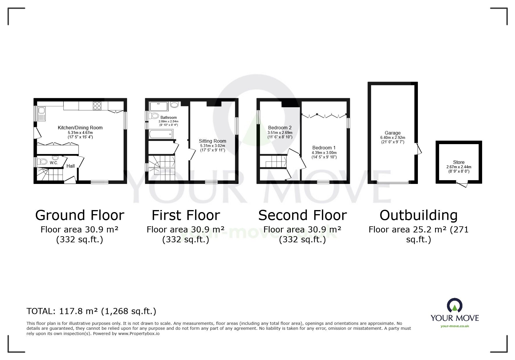 Floorplan of 2 bedroom End Terrace House for sale, Forge Lane, Shorne, Kent, DA12