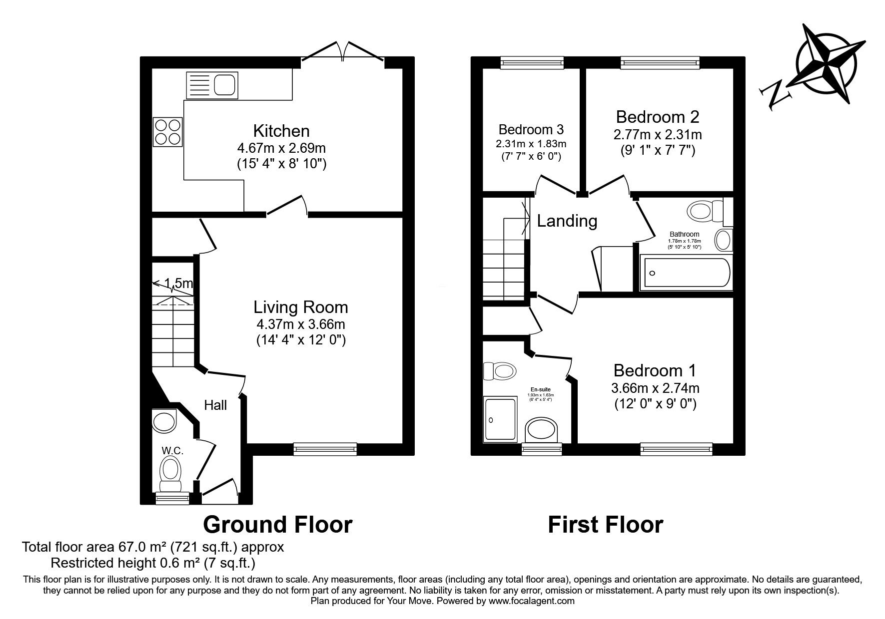 Floorplan of 3 bedroom End Terrace House for sale, Field Lane, Gravesend, Kent, DA11