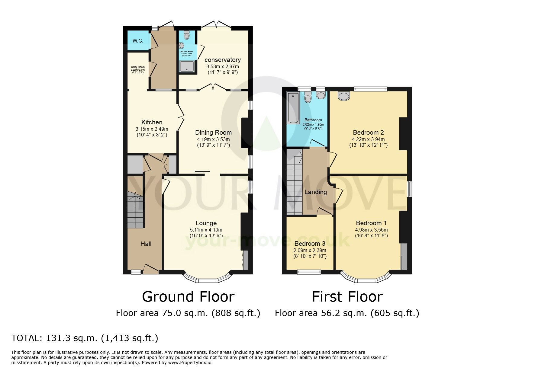 Floorplan of 3 bedroom End Terrace House for sale, Central Avenue, Gravesend, Kent, DA12