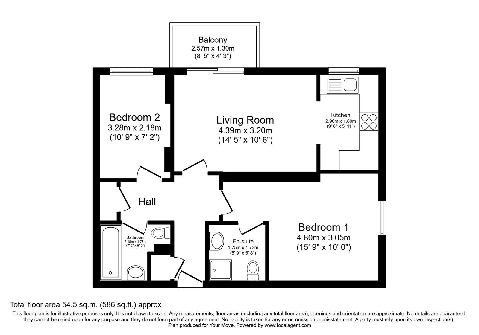 Floorplan of 2 bedroom  Flat for sale, West Street, Gravesend, Kent, DA11