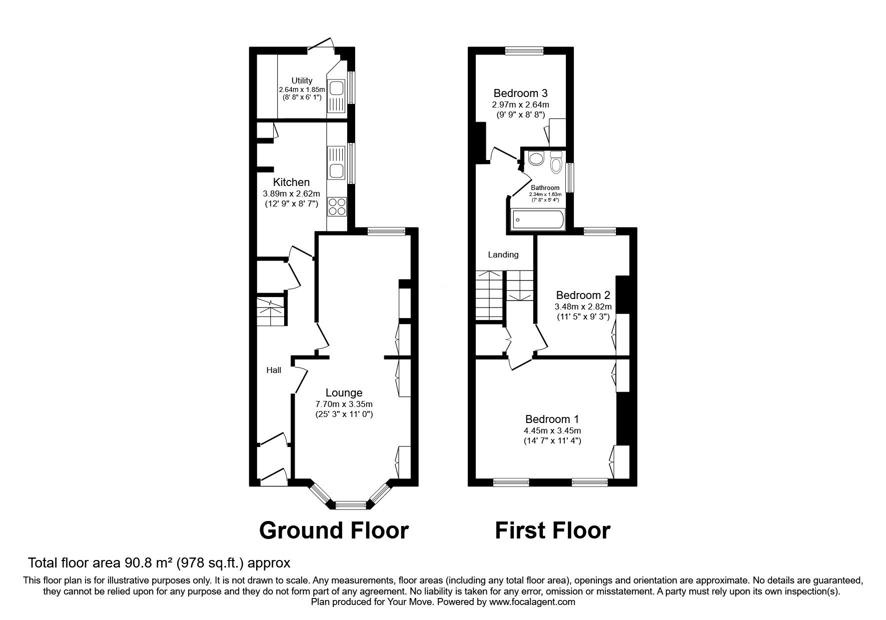 Floorplan of 3 bedroom Mid Terrace House for sale, Lynton Road South, Gravesend, Kent, DA11