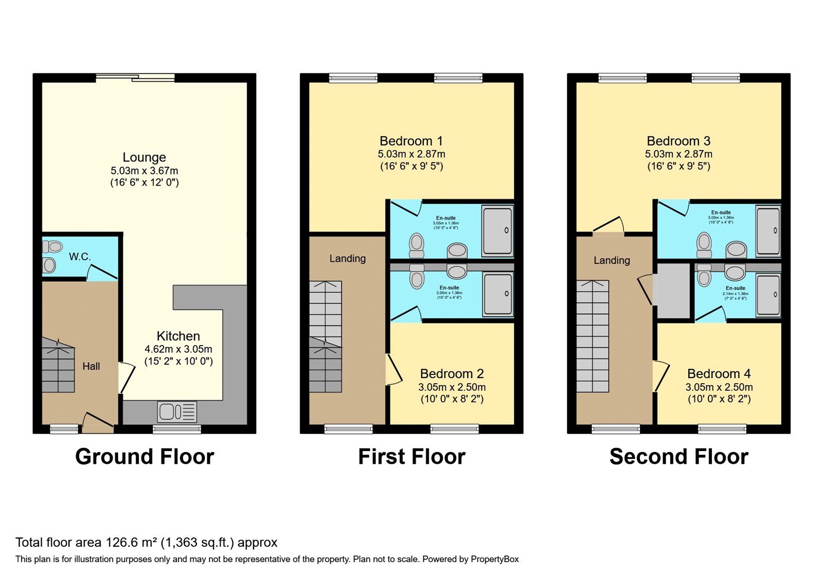 Floorplan of 4 bedroom Mid Terrace House to rent, Spring Grove, Gravesend, Kent, DA12