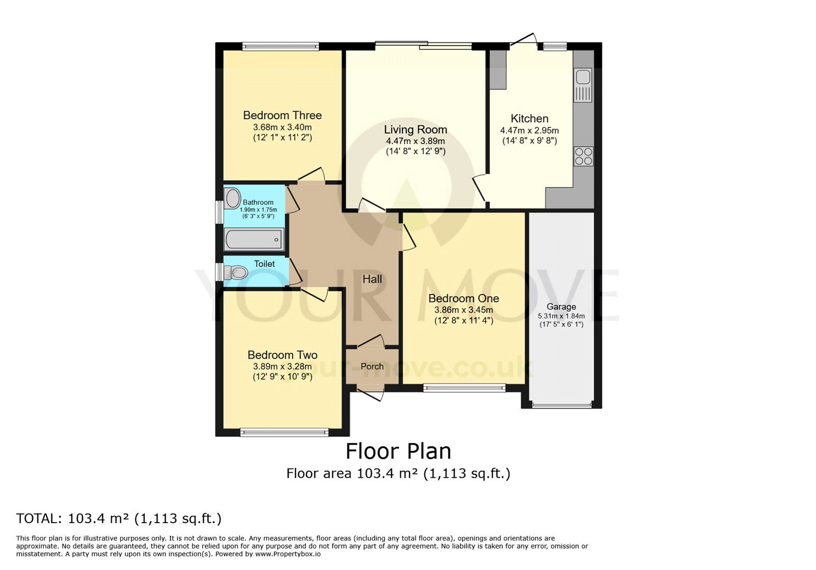 Floorplan of 3 bedroom Semi Detached Bungalow to rent, Dorset Crescent, Gravesend, Kent, DA12