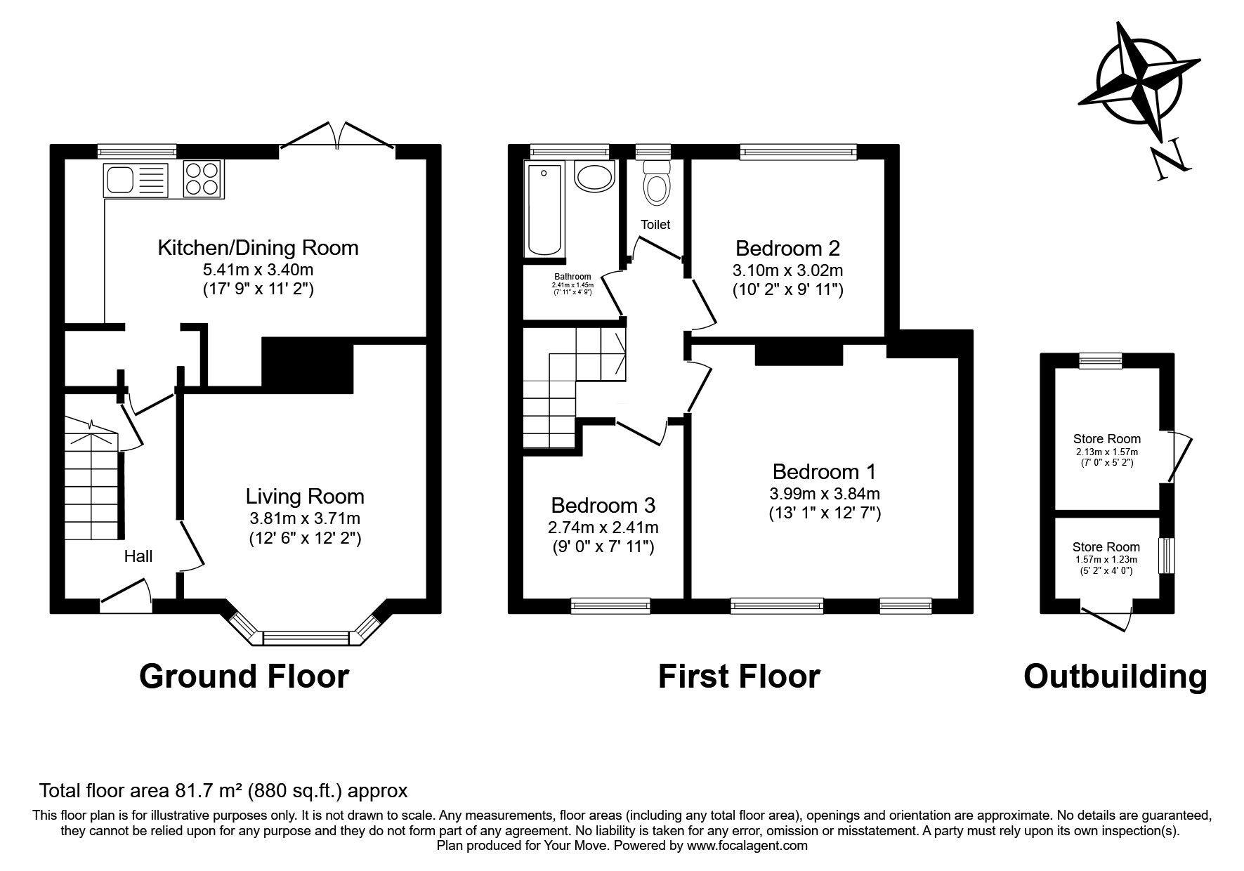 Floorplan of 3 bedroom Mid Terrace House for sale, Manor Road, Swanscombe, Kent, DA10