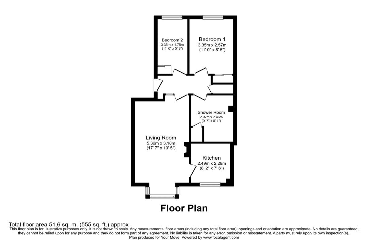 Floorplan of 2 bedroom  Flat to rent, Gravesend, Kent, DA12